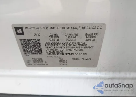 2021 Chevrolet Blazer Fwd Rs from USA, damaged, VIN 3GNKBERS7MS508086